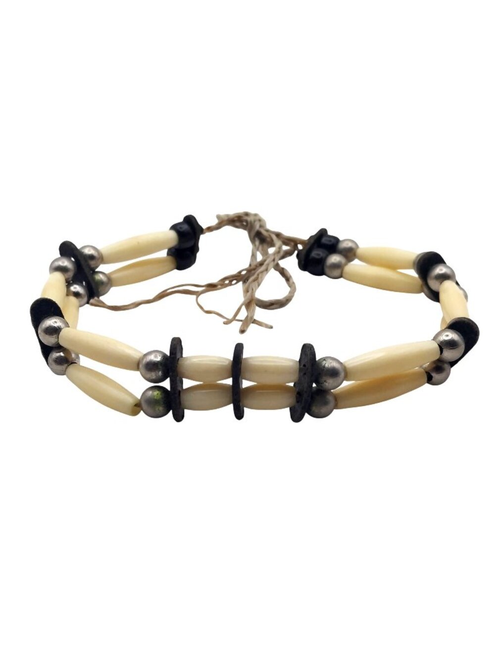 Handmade Hair Pipe Bone Choker Necklace Two Strand Traditional Native American